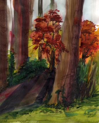 Fall 201o, Water on paper, 9”/12”, Location –  Burnaby, BC 